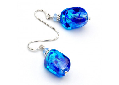 Boucles d'oreilles bleues en verre de murano