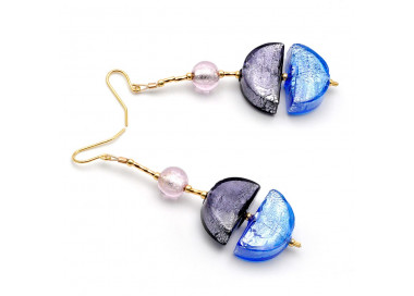 Boucles d'oreilles bleues verre de murano de venise