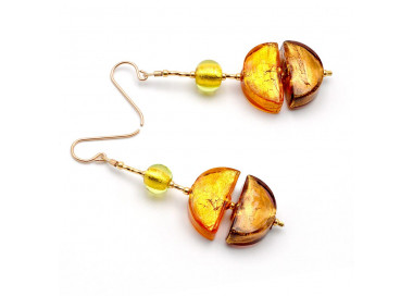 Gold drop murano glass earrings