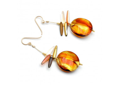 Boucles d'oreilles ambre verre de murano de venise