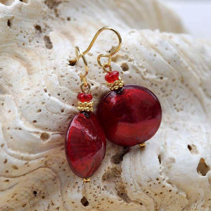 Red murano glass earrings