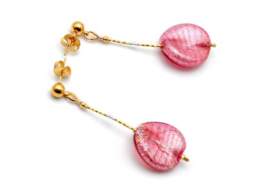 Boucles d'oreilles rose verre de murano de venise