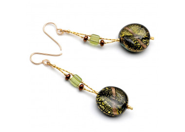 Green murano glass drop earrings