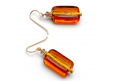 Boucles d'oreilles ambre verre de murano de venise