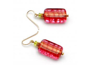 Strawberry murano glass earrings