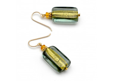 Pendientes verde gris cristal de murano venecia