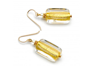 Boucles d'oreilles or verre de murano de venise