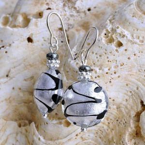 Silver murano glass jewelry earrings