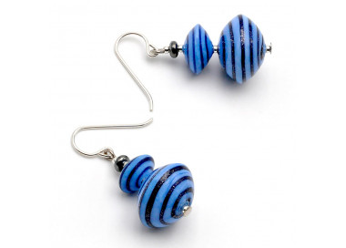 Blue aventurine murano glass earrings of venice