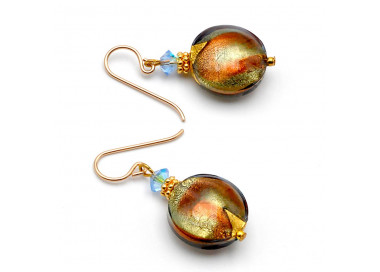 Boucles d'oreilles or verre de murano de venise