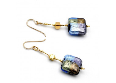 Pendientes azul cristal de murano de venecia