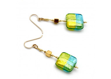 Green murano glass drop earrings of venice