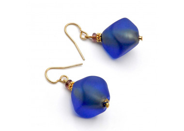 Boucles d'oreilles bleues verre de murano de venise