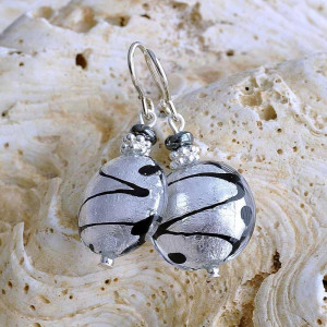 Silver murano glass earrings