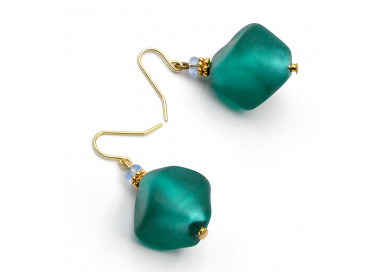 Green murano glass earrings