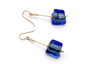 Boucles d'oreilles bleu verre de murano de venise