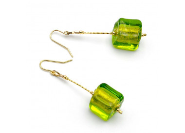 Boucles d'oreilles vert verre de murano de venise