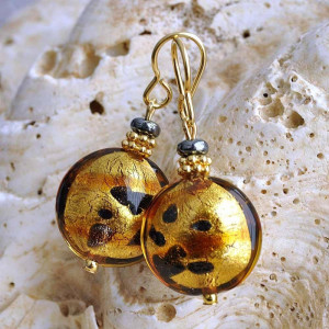 Pendientes murano oro joya en verdadera vidrio de murano de venecia