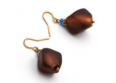 Boucles d'oreilles agate or en verre de murano de venise