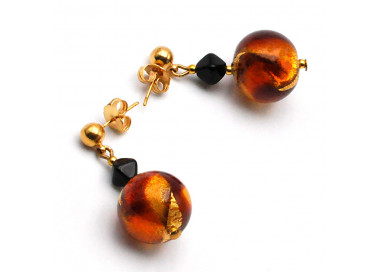 Amber murano glass earrings genuine venice glass