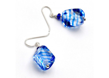 Boucles d'oreilles bleues verre de murano de venise