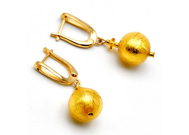 Gold lever back murano glass earrings