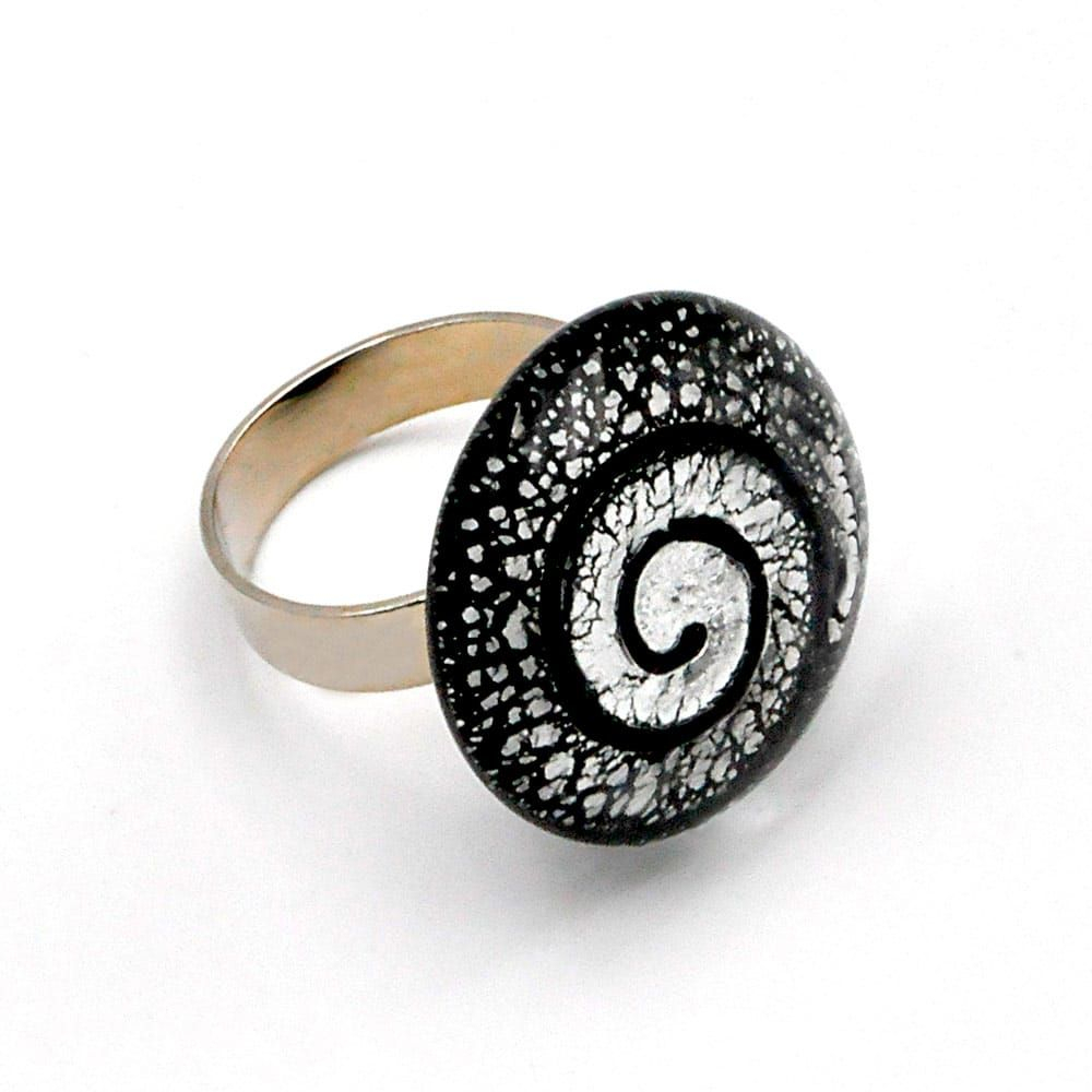 Plus Size Ring Silver Large Spiral Top-366