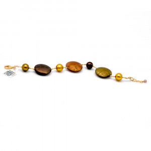 Gold murano glass satin bracelet from venice