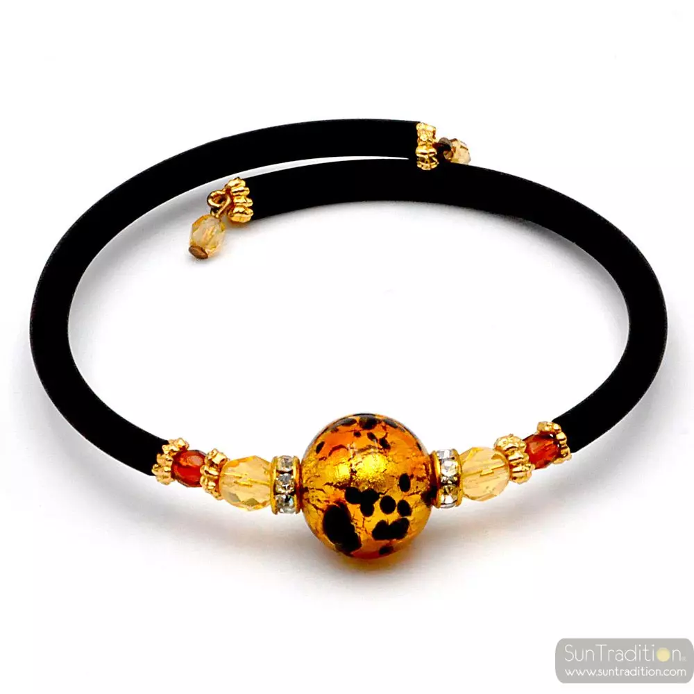 Pulseira de pérolas de murano de borracha fantasia fawn