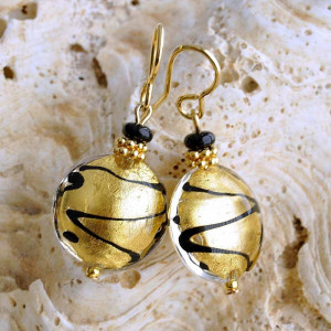 Gold murano glass jewelry earrings