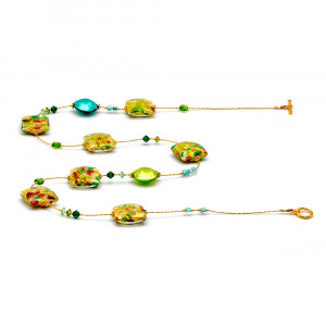 Green necklace genuine murano glass