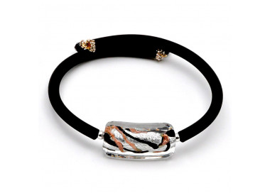 Pearl bracelet rectangular murano rubber fancy baretta