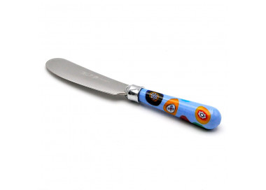 Buttermesser mit glasgriff aus muranoglas millefiori aus venedig 