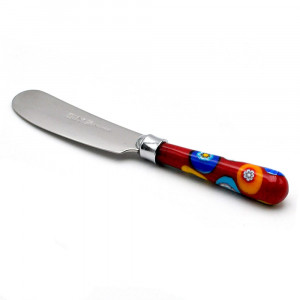 Knife has butter has the unit with the handle in murano glass millefiori of venice