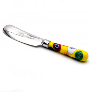 Knife has butter has the unit with the handle in murano glass millefiori of venice