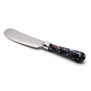 Butter knife with multicolor murano glass handle