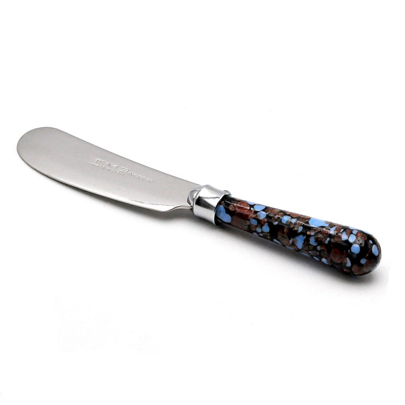 Butter knife with multicolor murano glass handle