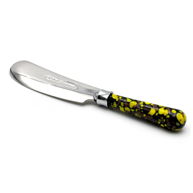 Butter knife with multicolor murano glass handle