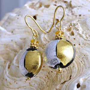 Gold murano glass earrings