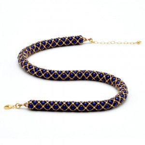 Collier  renaissance bleu lapis et or dore