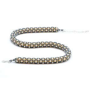 Renaissance necklace white and grey woven grey