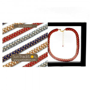 Collier suntradition renaissance rouge tisse dore