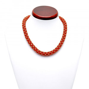 Collier renaissance perles verre rouge