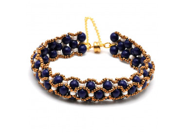 Armband met glazen kralen blauw renaissance