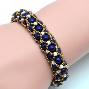 Bracciale di perline di vetro blu rinascimento