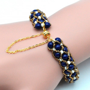 Armband met glazen kralen blauw renaissance