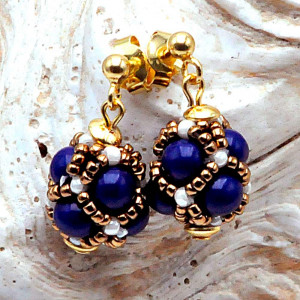 Glass beads blue earrings renaissance