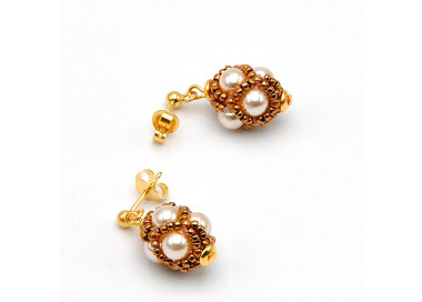 Gold glass beads earrings renaissance