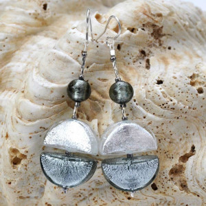 Silver murano glass earrings