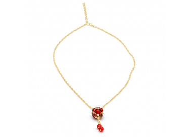 Collier evidence renaissance rouge tisse dore